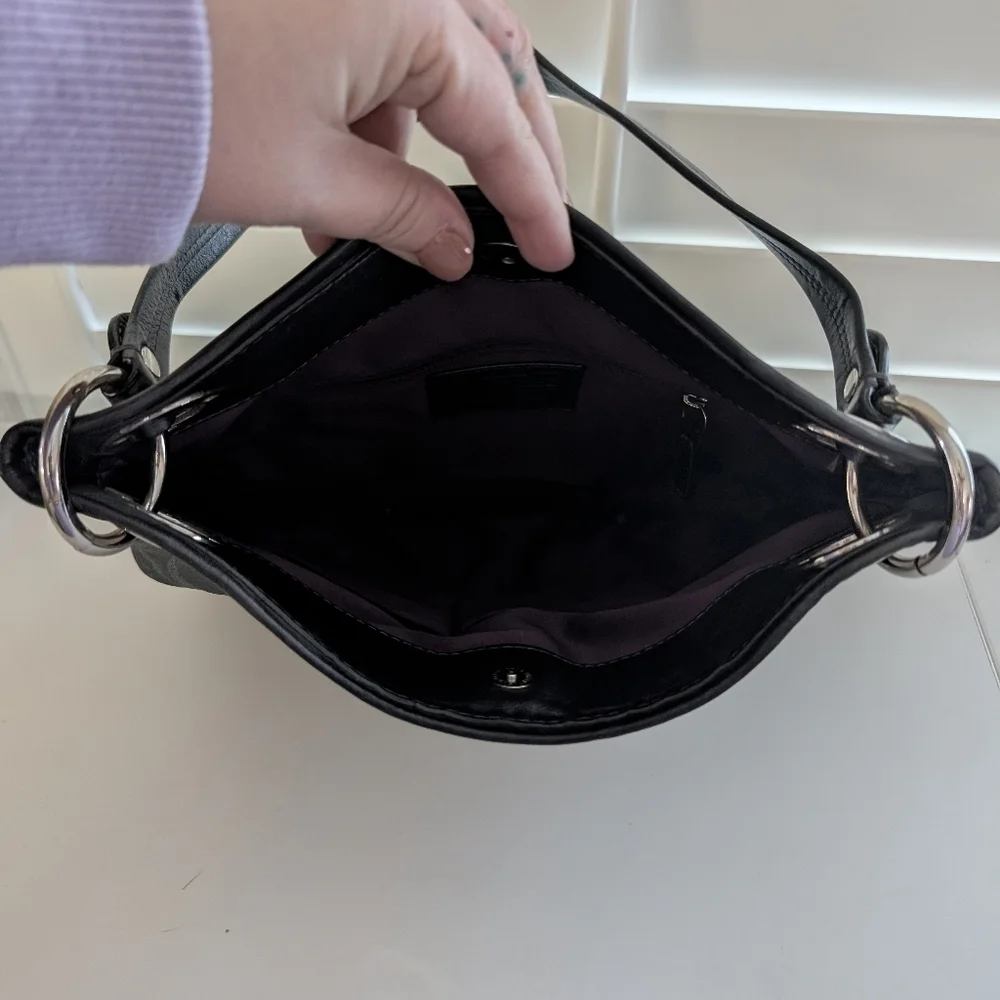 Coach Ashley Lurex Charcoal Shoulder Bag - Picture 3 of 7